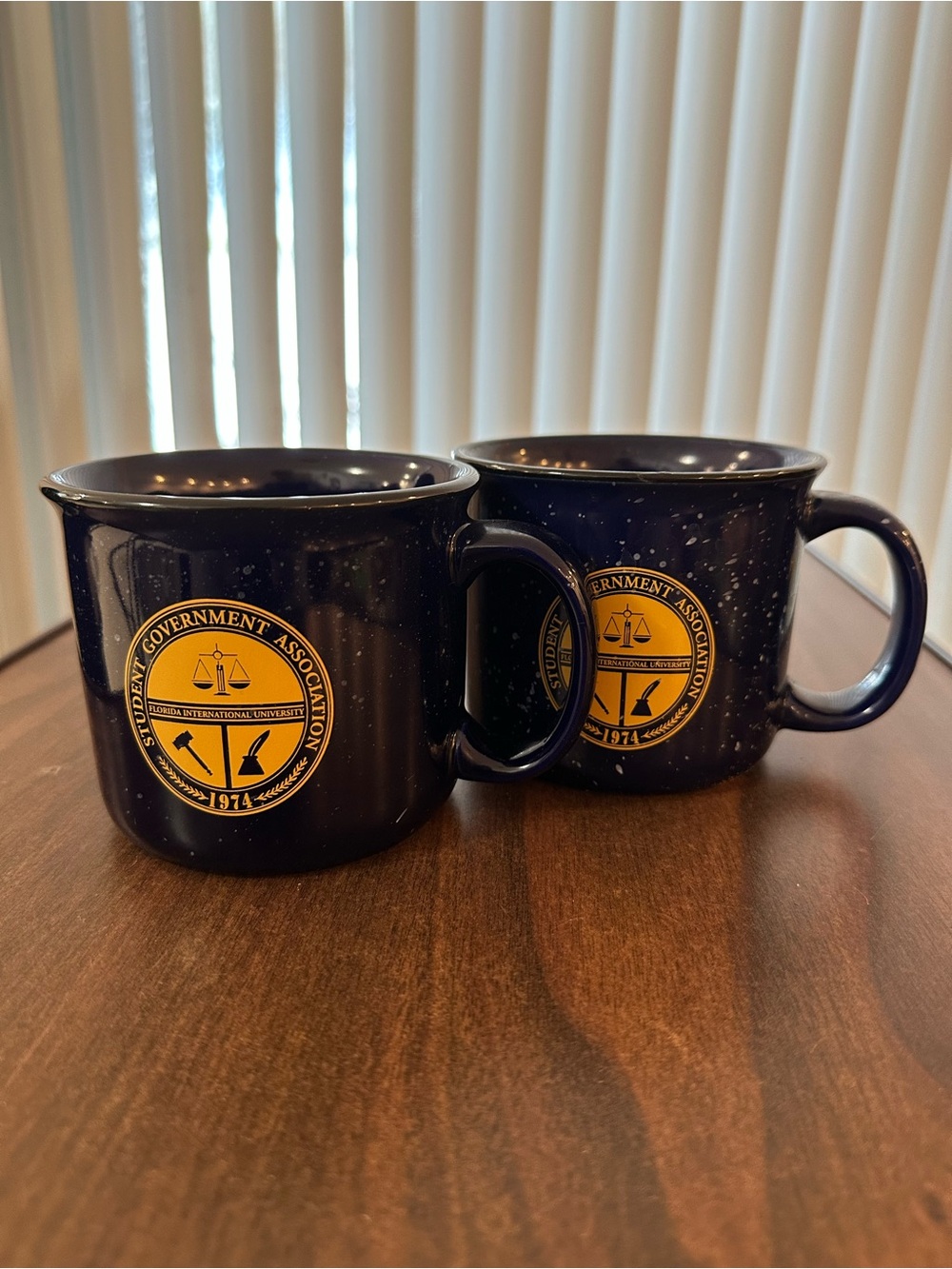 FIU Mugs w/SGA 1974 Gold Seal (Navy Blue Ceramic) Set of 2